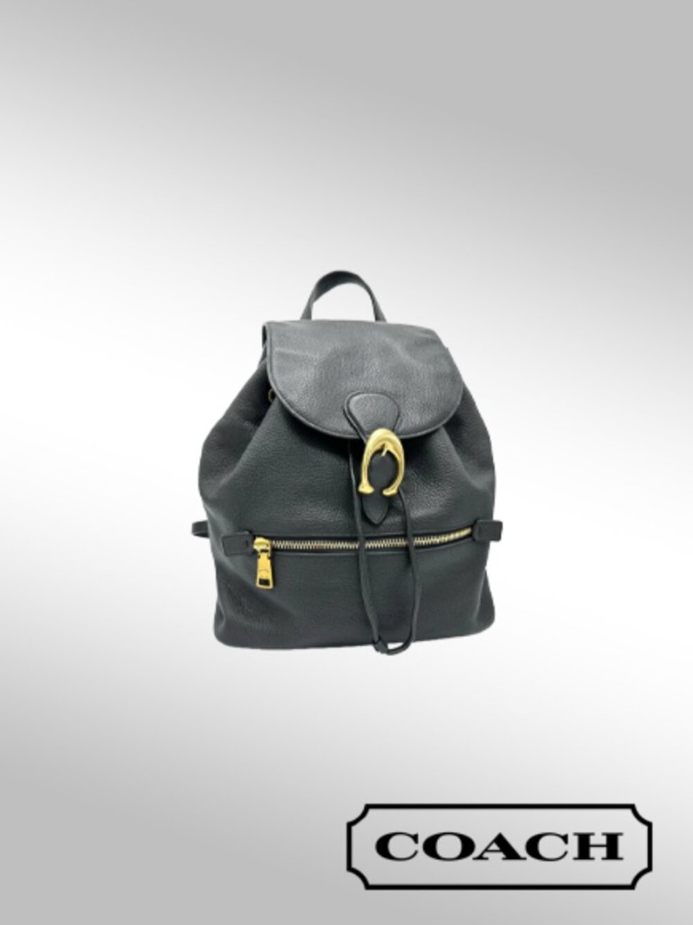 Coach Evie Backpack – Black Pebbled Leather with Gold-Tone Hardware